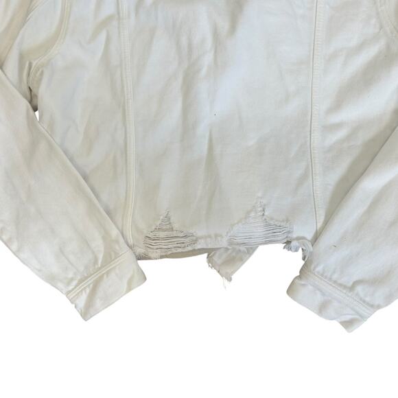 Liverpool Los Angeles White Denim Cropped Distressed Hem Jacket Womens XL NWT - Picture 10 of 11